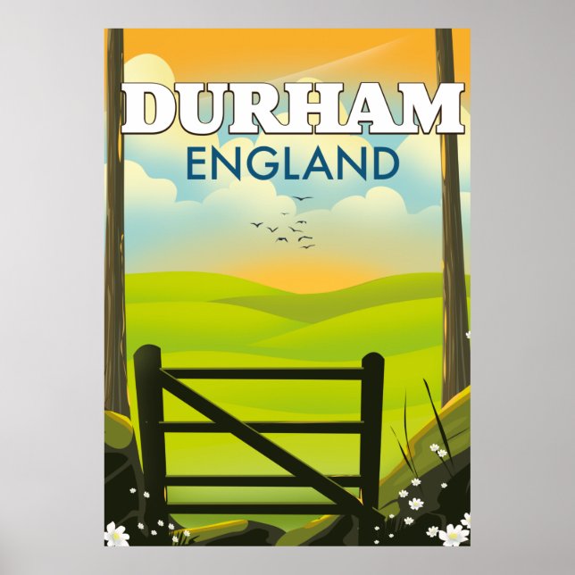 Poster Cartaz de viagem de Durham Inglaterra (Frente)