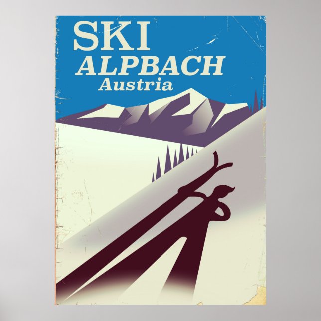 Poster cartaz de viagem de esqui austríaco Alpbach (Frente)