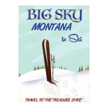 Cartaz de viagem de esqui Big Sky, Montana