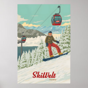 Poster Cartaz de Viagem de Esqui na SkiWelt Áustria
