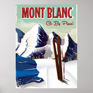 Poster Cartaz de viagem de esqui vintage Mont Blanc