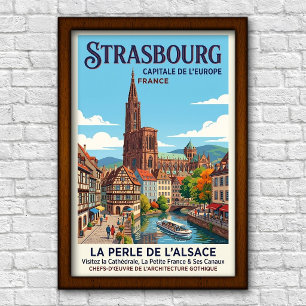 Poster Cartaz de viagem de Estrasburgo, França, anos 60