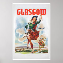 Poster Cartaz de Viagem de Glasgow Escócia Dança Vintage