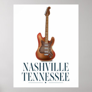 Poster Cartaz de viagem de guitarra de Nashville Tennesse