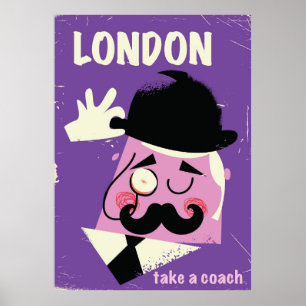 Póster Cartaz de viagem de homem de negócios londrino est