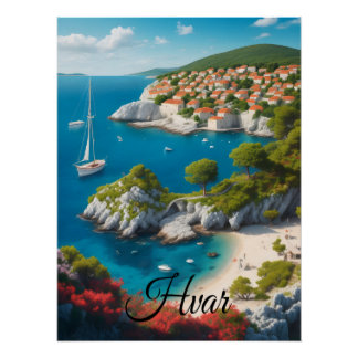 Póster Cartaz de Viagem de Hvar Croácia