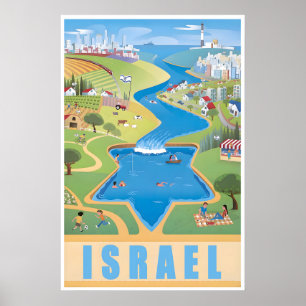 Poster Cartaz de Viagem de Israel Arte Israelense Vintage