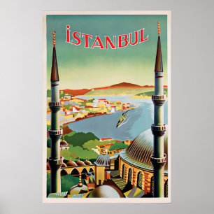 Poster Cartaz de Viagem de Istambul Vintage Turquia Türki