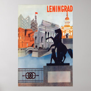 Poster Cartaz de Viagem de Leningrado anos 1930, São Pete