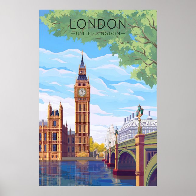 Poster Cartaz de Viagem de Londres Big Ben (Frente)
