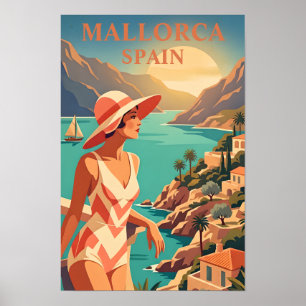 Poster Cartaz de Viagem de Mallorca Estilo Vintage Costa