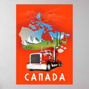 Poster cartaz de viagem de mapa de caminhão do Canadá