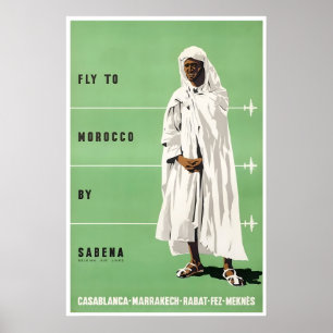 Poster Cartaz de Viagem de Marrocos Arte Marroquina Saben