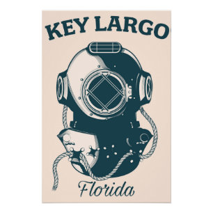 Póster Cartaz de viagem de mergulho náutico Key Largo Flo