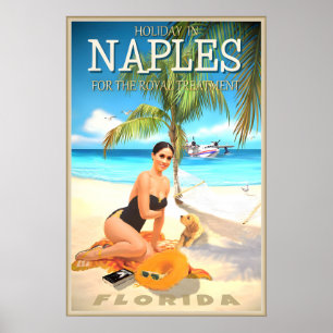 Poster Cartaz de Viagem de Naples Flórida Princesa Praia 