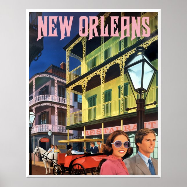 Poster cartaz de viagem de Nova Orleans (Frente)