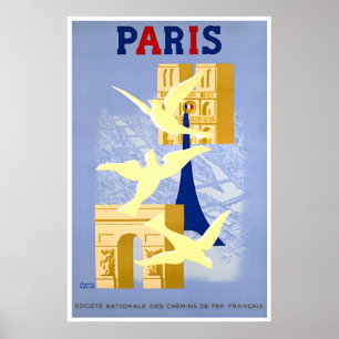 Poster Cartaz de Viagem de Paris Arte Francesa Paul Colin