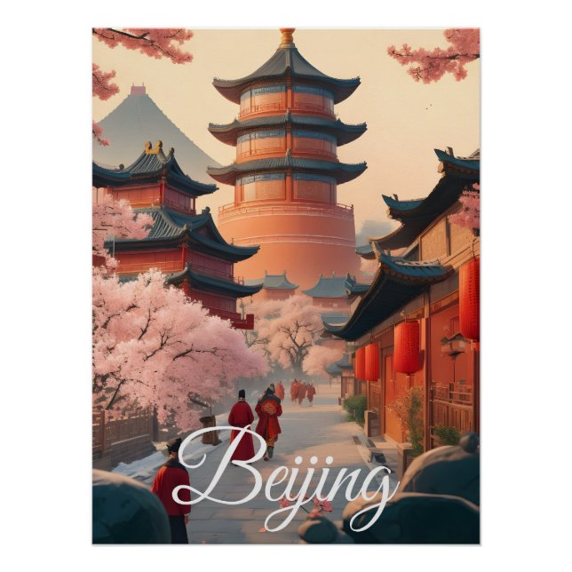 Póster Cartaz de Viagem de Pequim China (Frente)