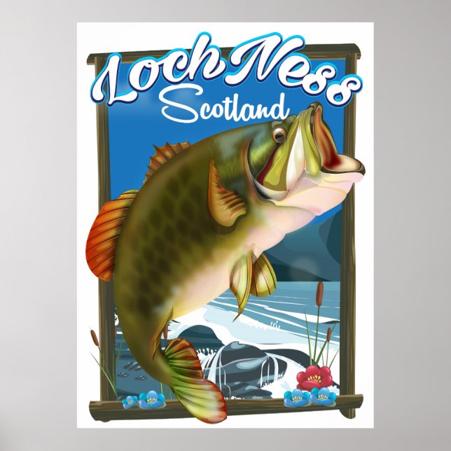 Póster Cartaz de viagem de pesca no Loch Ness Escócia (Frente)