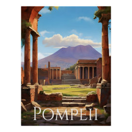 Póster Cartaz de Viagem de Pompéia Itália