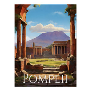 Póster Cartaz de Viagem de Pompéia Itália