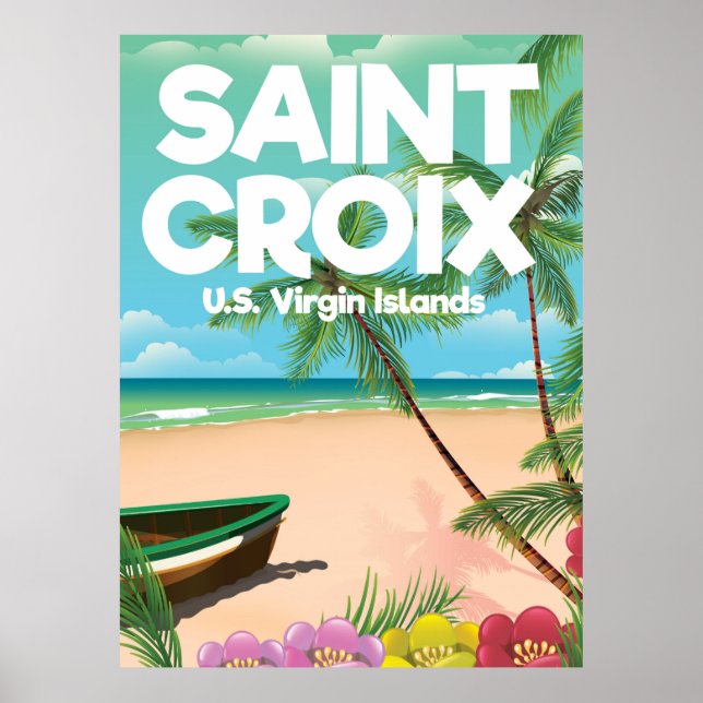 Póster cartaz de viagem de Saint Croix, Ilhas Virgens Ame (Frente)