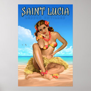 Poster Cartaz de Viagem de Santa Lúcia Índias Ocidentais