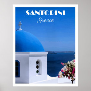 Poster cartaz de viagem de Santorini, Grécia,