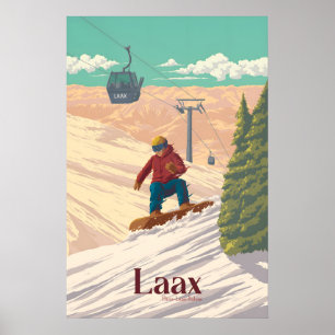 Poster Cartaz de Viagem de Snowboard Laax Suíça