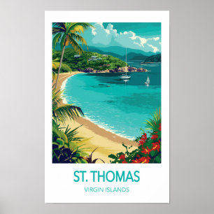 Poster Cartaz de Viagem de St. Thomas, Ilhas Virgens Amer