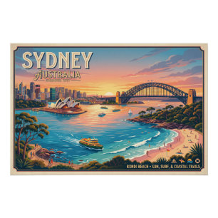 Póster Cartaz de Viagem de Sydney Austrália