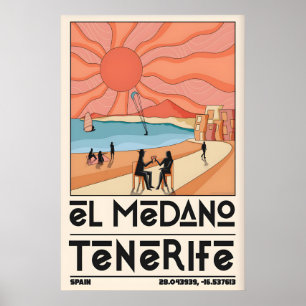 Poster Cartaz de Viagem de Tenerife Praia El Medano, Extr