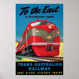 Poster Cartaz de Viagem de Trem da Austrália Vintage Ferr