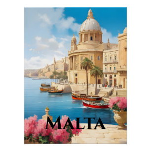 Póster Cartaz de Viagem de Valeta Malta