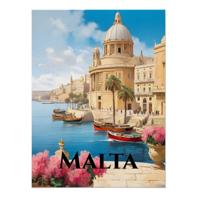 Póster Cartaz de Viagem de Valeta Malta (Frente)