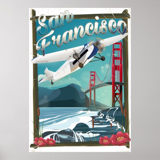 Póster Cartaz de viagem de voo para São Francisco (Frente)