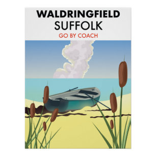 Póster Cartaz de viagem de Waldringfield Suffolk.
