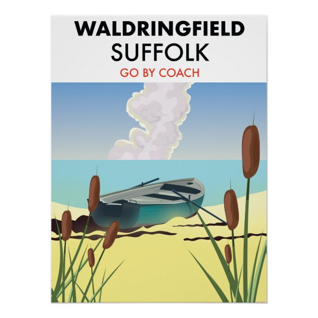 Póster Cartaz de viagem de Waldringfield Suffolk. (Frente)