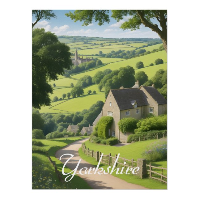 Póster Cartaz de Viagem de Yorkshire Inglaterra (Frente)
