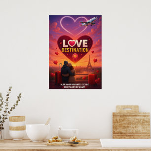 Poster Cartaz de Viagem Destino de Amor Romântico Paris