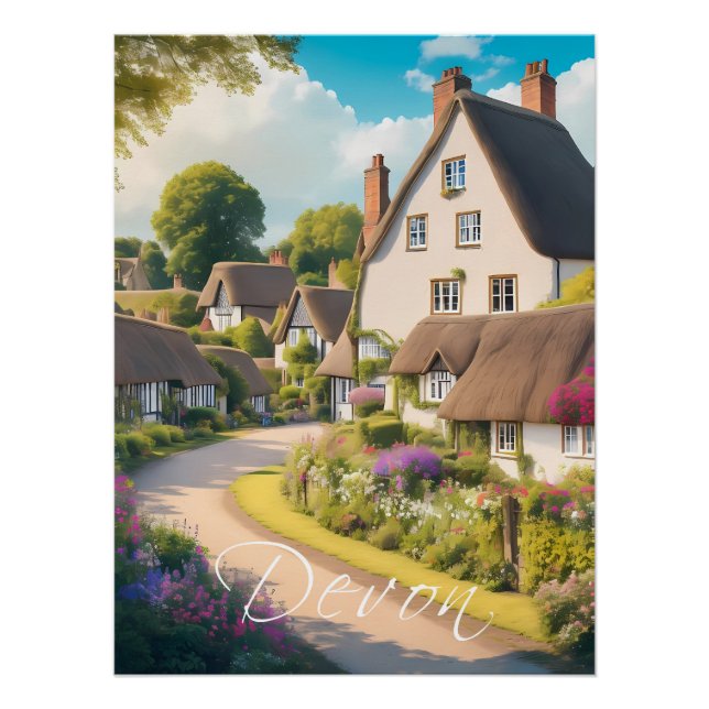 Póster Cartaz de Viagem Devon Inglaterra (Frente)