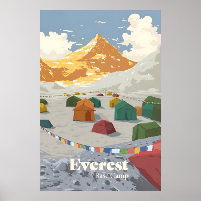 Poster Cartaz de Viagem do Acampamento Base do Monte Ever (Frente)