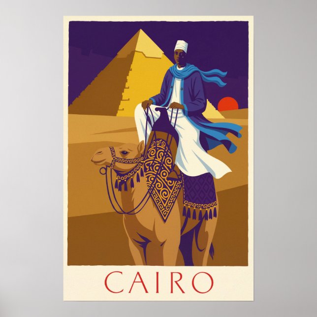 Poster cartaz de viagem do Cairo, Egito (Frente)