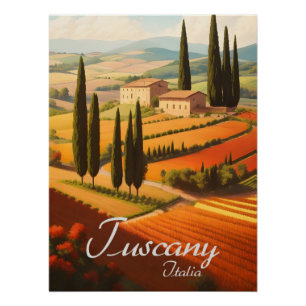Póster Cartaz de Viagem do Campo da Toscana Itália
