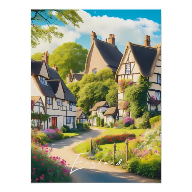 Póster Cartaz de Viagem do Campo Inglês (Frente)