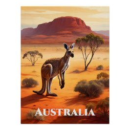 Póster Cartaz de Viagem do Canguru do Outback da Austráli