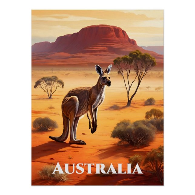 Póster Cartaz de Viagem do Canguru do Outback da Austráli (Frente)