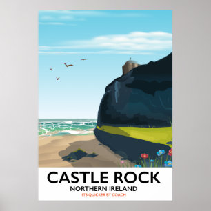 Poster cartaz de viagem do castelo rocha irlanda do norte