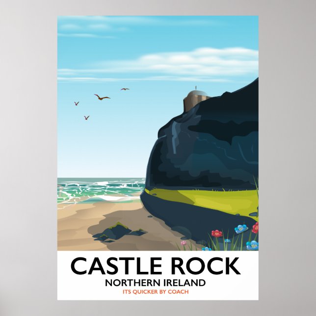 Poster cartaz de viagem do castelo rocha irlanda do norte (Frente)