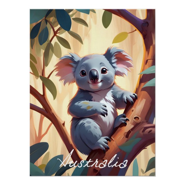 Póster Cartaz de Viagem do Coala da Austrália (Frente)